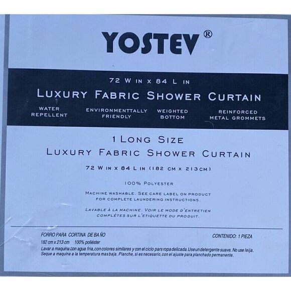 Yostev Marble Accent Shower Curtain With Rings - Picture 4 of 4